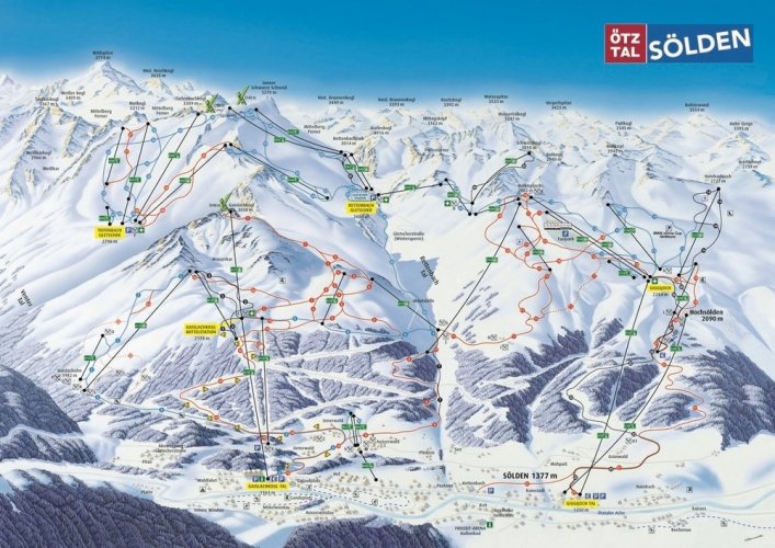 Горнолыжный курорт Зельден - карта