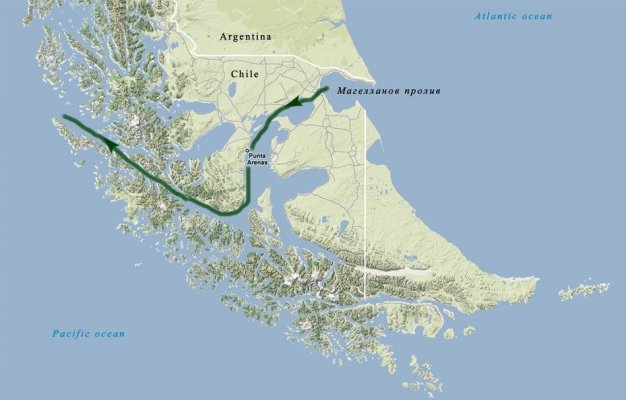 Магелланов пролив на карте